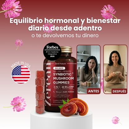 ZEREAN BALANCE™ | Synbiotic Formula + Functional Mushrooms 3-in-1 for Hormonal Balance and Menopause
