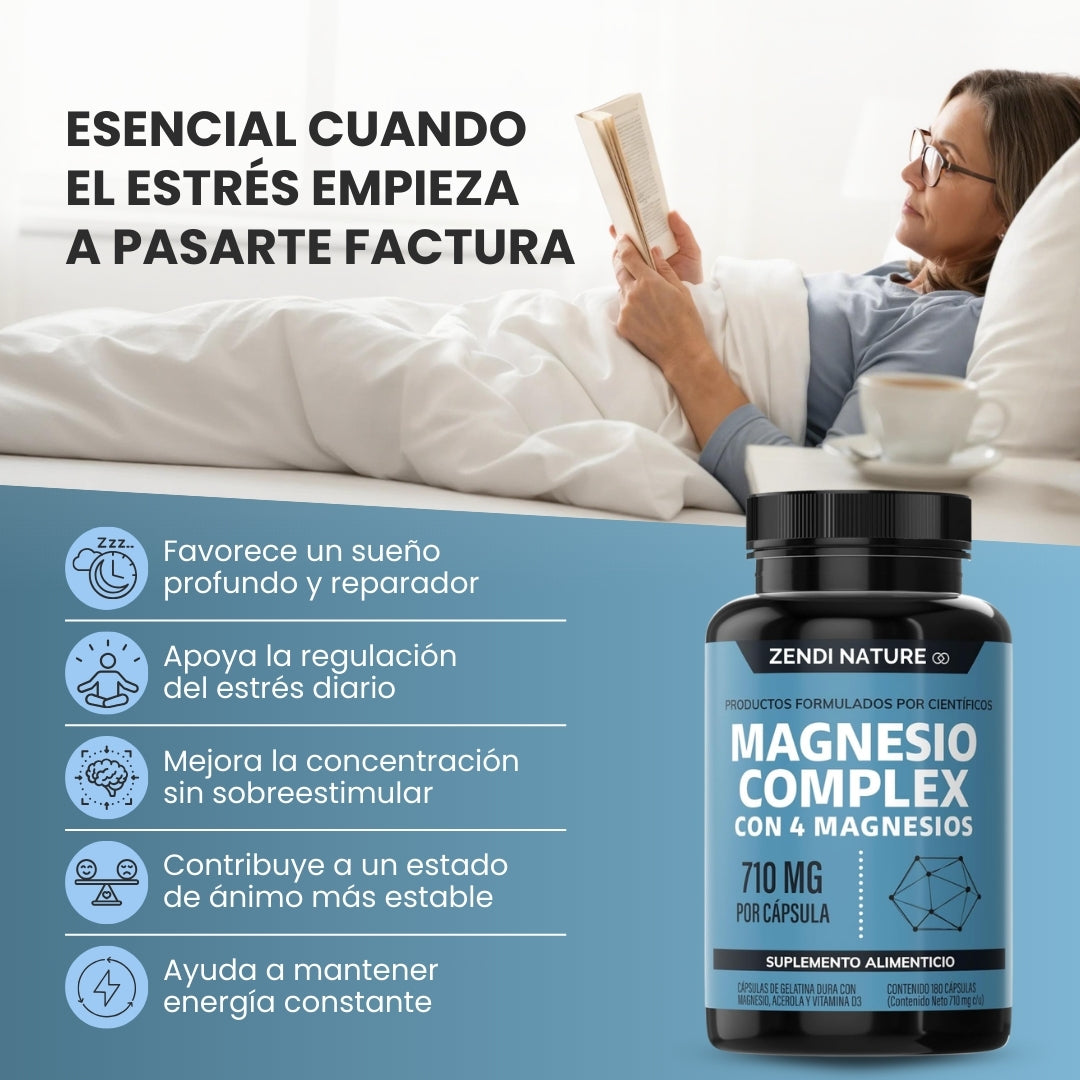 Official Store | MAGNESIUM COMPLEX® 4-in-1 (Glycinate · Citrate · Gluconate · Oxide) 710mg High Absorption (1 capsule a day, improves your rest in days) 🧠 For stress, insomnia, cramps and fatigue