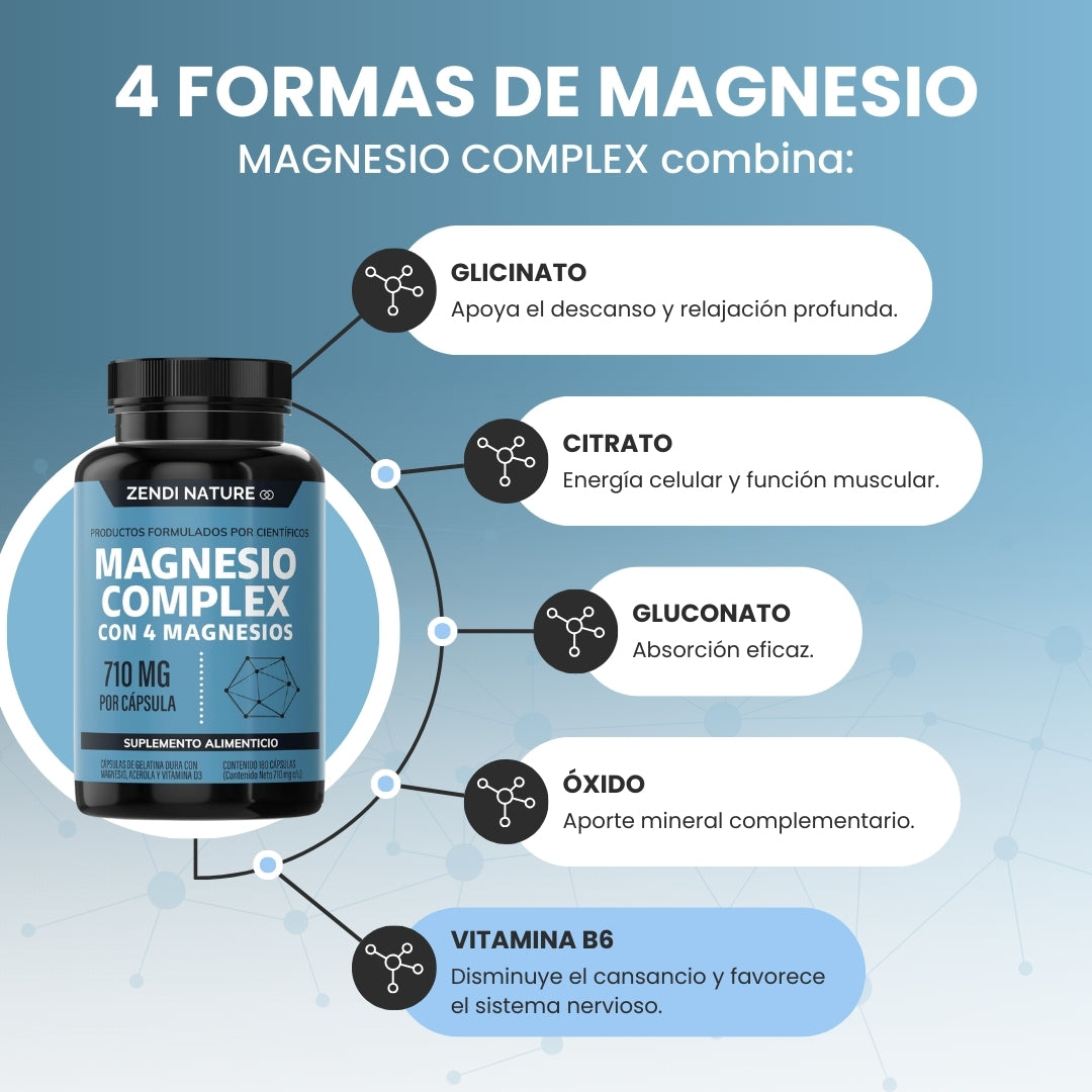 Official Store | MAGNESIUM COMPLEX® 4-in-1 (Glycinate · Citrate · Gluconate · Oxide) 710mg High Absorption (1 capsule a day, improves your rest in days) 🧠 For stress, insomnia, cramps and fatigue