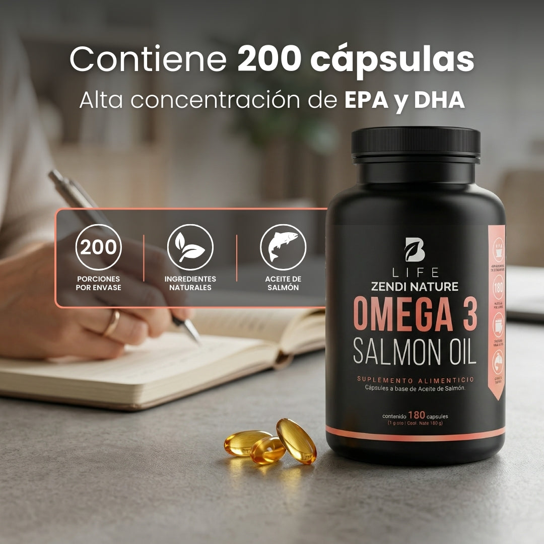 B Life Omega 3 Pure Salmon Oil | 90 Capsules | Maximum EPA and DHA Concentration | Omega 3 Salmon Oil.