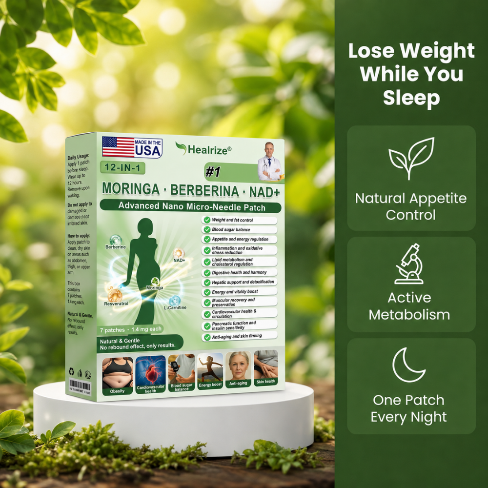 Official Store | Healrize® 2026 12-in-1 Slimming Patch with Moringa & Berberine × NAD+usa (Controls appetite, regulates blood sugar, prevents diabetes, and melts away sagging skin while you sleep)