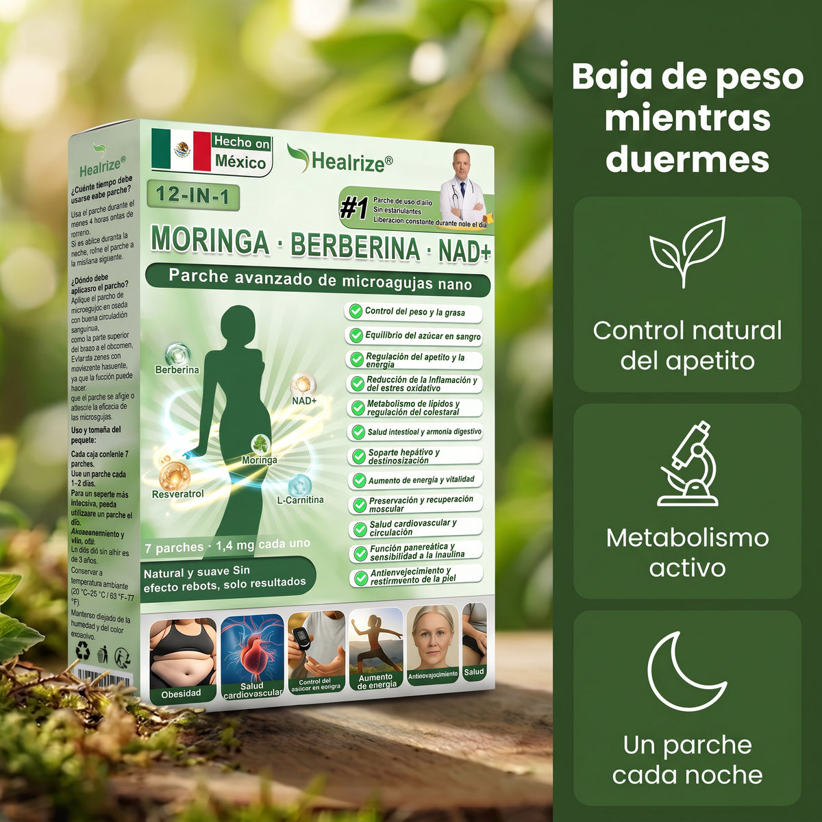 Official Store | Healrize® 2026 12-in-1 Slimming Patch with Moringa · Berberine × NAD+ 🇲🇽 (Controls appetite, regulates sugar, prevents diabetes, eliminates flabbiness while you sleep)