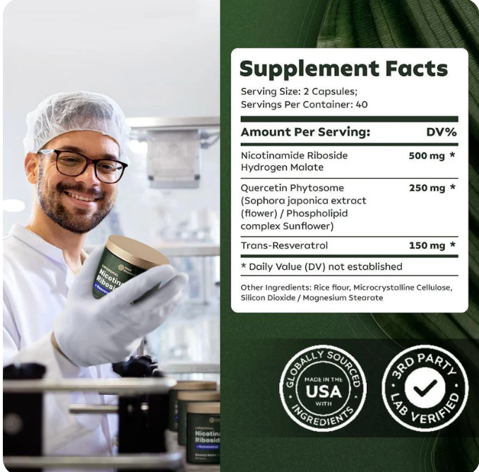 Restore your energy, rejuvenate your cells, and boost your mind with NAD+ RESVERATROL, live longer and better