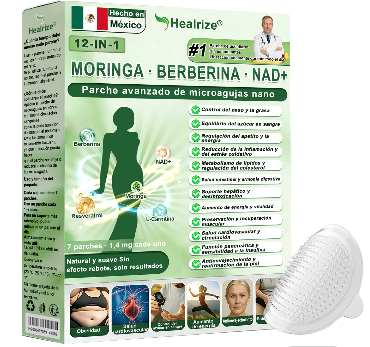 Official Store | Healrize® Moringa · Berberine × NAD+ 12-in-1 Advanced Nano Microneedle Patch 🇲🇽 (Just once a day, visible changes in 7 days)