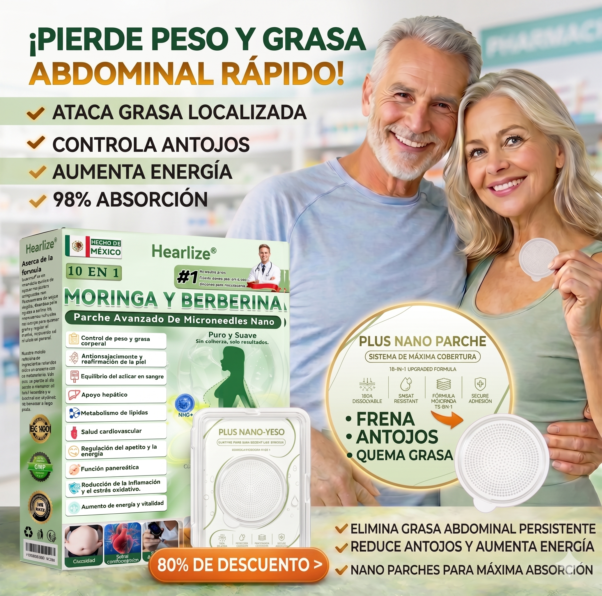 Official Store | Healrize® Moringa · Berberine × NAD+ 12-in-1 Advanced Nano Microneedle Patch 🇲🇽 (Just once a day, visible changes in 7 days)