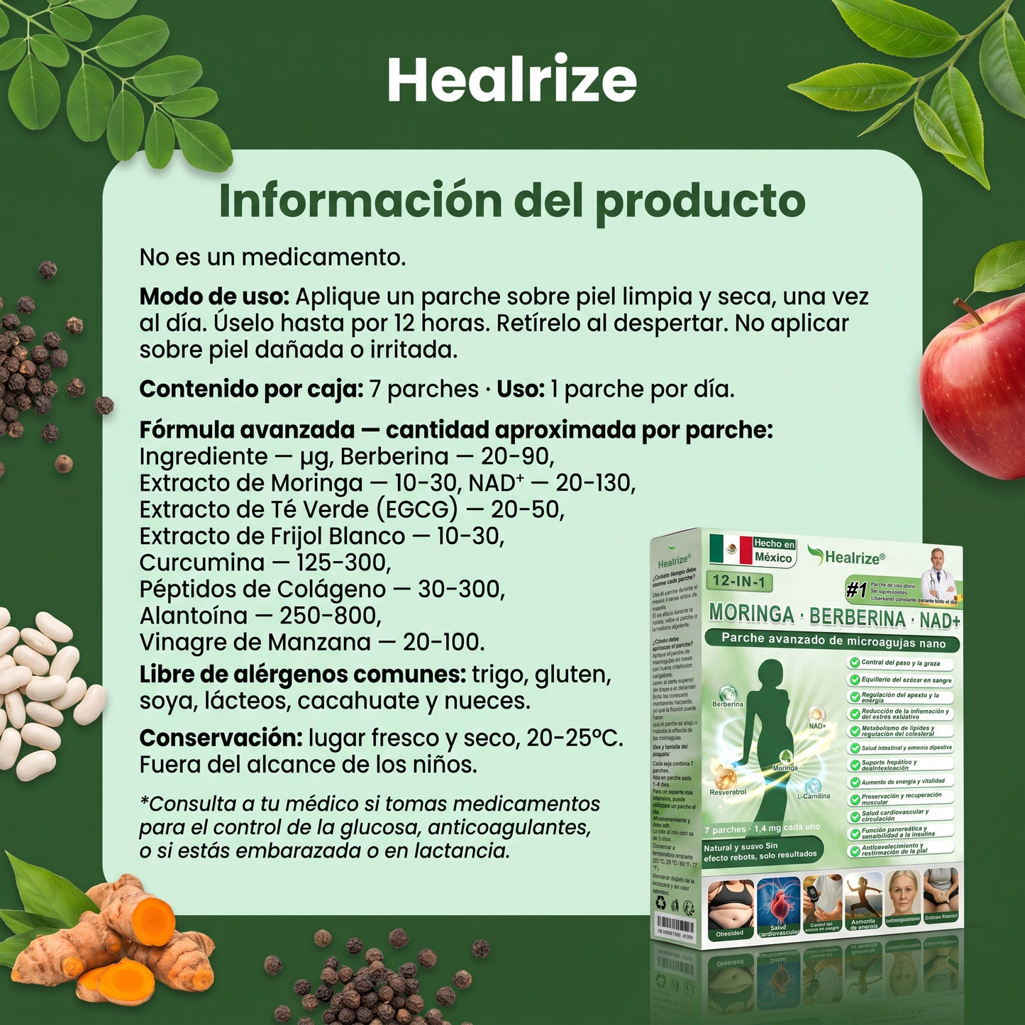 Official Store | Healrize® 2026 12-in-1 Slimming Patch with Moringa · Berberine × NAD+ 🇲🇽 (Controls appetite, regulates sugar, prevents diabetes, eliminates flabbiness while you sleep)