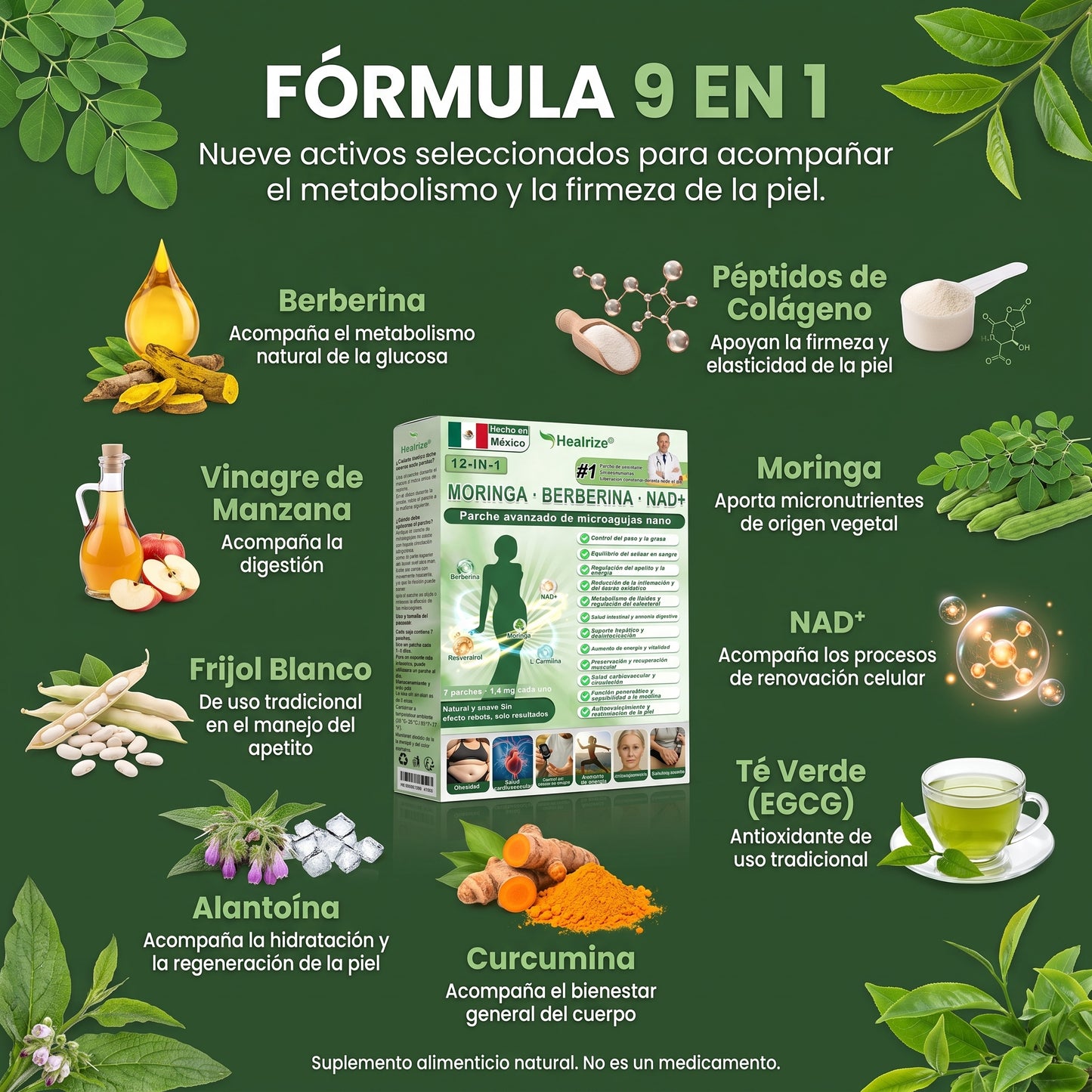 Official Store | Healrize® 2026 12-in-1 Slimming Patch with Moringa · Berberine × NAD+ 🇲🇽 (Controls appetite, regulates sugar, prevents diabetes, eliminates flabbiness while you sleep)